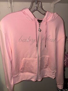 Baby Phat Pink Rhinestone Logo Zip-Up Hoodie